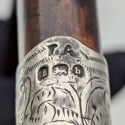 1901 年英國古董女士純銀裝飾 L 形手柄手杖 90 厘米